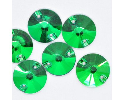Стразы пришивные Риволи Emerald 14 мм